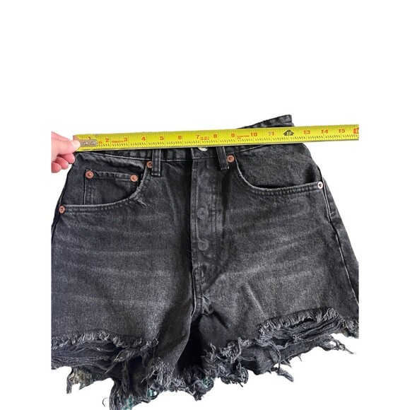 Zara Black Wash Demim Cutoff Button Fly Shorts Womens Size 2 Grunge‎ 90s - Picture 4 of 6